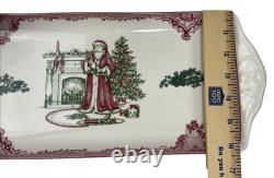 Johnson Bros Old Britain Castles Pink Christmas Tree Serving Tray Ceramic Santa