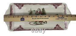 Johnson Bros Old Britain Castles Pink Christmas Tree Serving Tray Ceramic Santa