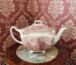 Johnson Bros Old Britain Castles Pink Teapot, Creamer And Sugar New