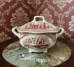 Johnson Bros Old Britain Castles Pink Teapot, Creamer And Sugar New