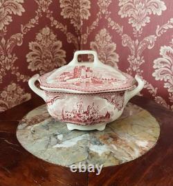 Johnson Bros Old Britain Castles Pink Teapot, Creamer And Sugar New