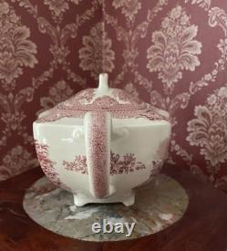 Johnson Bros Old Britain Castles Pink Teapot, Creamer And Sugar New