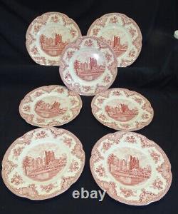 Johnson Bros. Old Britain Castles Set of 7 Dinner Plates 10 Pink