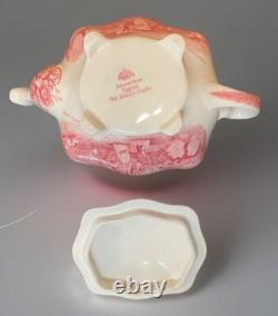 Johnson Bros Old Britain CastlesPink Red Teapot & Lid, VGC, 6Hx10W Vivid Color
