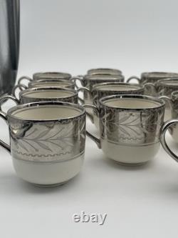 Johnson Bros Pareek Rockwell Silver Luster Set 12 Dinner 8 Salad 12 Demitasse