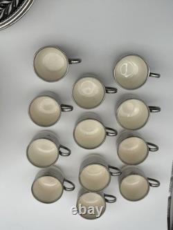 Johnson Bros Pareek Rockwell Silver Luster Set 12 Dinner 8 Salad 12 Demitasse