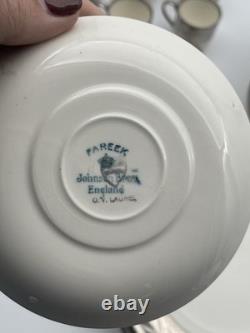 Johnson Bros Pareek Rockwell Silver Luster Set 12 Dinner 8 Salad 12 Demitasse