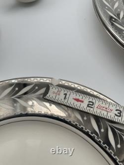 Johnson Bros Pareek Rockwell Silver Luster Set 12 Dinner 8 Salad 12 Demitasse