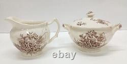 Johnson Bros Pastorale Toile du Jouy Cream & Sugar Brown Made In England