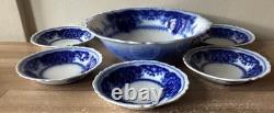 Johnson Bros Persian Flow Blue Persian Serving Bowl & 5 Berry Bowls
