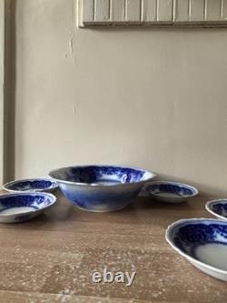 Johnson Bros Persian Flow Blue Persian Serving Bowl & 5 Berry Bowls