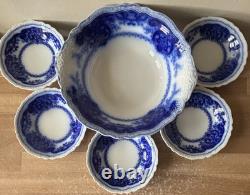 Johnson Bros Persian Flow Blue Persian Serving Bowl & 5 Berry Bowls