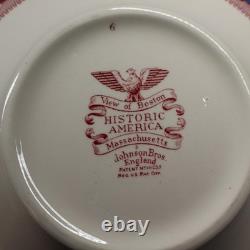 Johnson Bros Pink Historic America Rare Handled Soup Tureen 10 inches