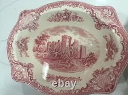 Johnson Bros Pink Old Britain Castles 4 Pieces Oval Bowls /Relish Underplate