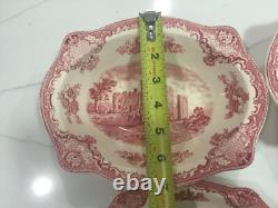 Johnson Bros Pink Old Britain Castles 4 Pieces Oval Bowls /Relish Underplate