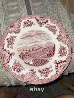 Johnson Bros. Pink Old Britain Castles England Salad Plates Set of 2