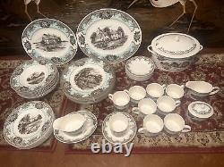 Johnson Bros. River Scenes Beautiful New 49 Piece Set all Accent Dinner Plates