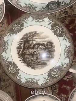 Johnson Bros. River Scenes Beautiful New 49 Piece Set all Accent Dinner Plates