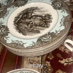 Johnson Bros. River Scenes Beautiful New 49 Piece Set all Accent Dinner Plates