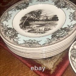 Johnson Bros. River Scenes Beautiful New 49 Piece Set all Accent Dinner Plates