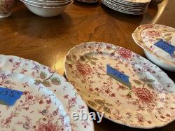 Johnson Bros Rose Chintz English China Dinner Set 8 Place + Serving Pieces