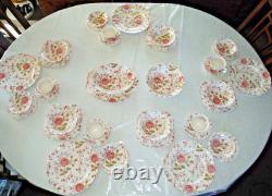 Johnson Bros Rose Chintz Ironstone 38pc 5 Settings + Oval Serving Bowls Platter