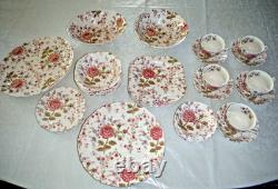 Johnson Bros Rose Chintz Ironstone 38pc 5 Settings + Oval Serving Bowls Platter