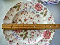 Johnson Bros Rose Chintz Ironstone 38pc 5 Settings + Oval Serving Bowls Platter