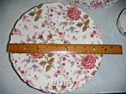 Johnson Bros Rose Chintz Ironstone 38pc 5 Settings + Oval Serving Bowls Platter