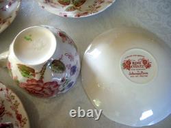 Johnson Bros Rose Chintz Ironstone 38pc 5 Settings + Oval Serving Bowls Platter