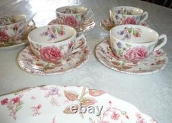 Johnson Bros Rose Chintz Ironstone 38pc 5 Settings + Oval Serving Bowls Platter