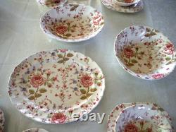 Johnson Bros Rose Chintz Ironstone 38pc 5 Settings + Oval Serving Bowls Platter