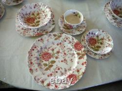 Johnson Bros Rose Chintz Ironstone 38pc 5 Settings + Oval Serving Bowls Platter