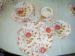 Johnson Bros Rose Chintz Ironstone 38pc 5 Settings + Oval Serving Bowls Platter