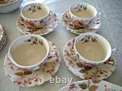 Johnson Bros Rose Chintz Ironstone 38pc 5 Settings + Oval Serving Bowls Platter