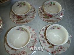 Johnson Bros Rose Chintz Ironstone 38pc 5 Settings + Oval Serving Bowls Platter