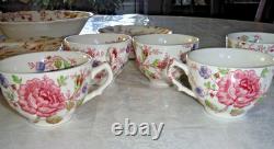 Johnson Bros Rose Chintz Ironstone 38pc 5 Settings + Oval Serving Bowls Platter