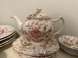 Johnson Bros Rose Chintz Ironstone Dinner Set Teapot Plate Cup Saucer Bowl