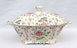 Johnson Bros Rose Chintz Large Covered Soup Tureen 15.5 Excellent Condiiton