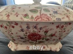 Johnson Bros Rose Chintz Large Covered Soup Tureen 15.5 Excellent Condiiton