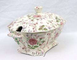 Johnson Bros Rose Chintz Large Covered Soup Tureen 15.5 Excellent Condiiton