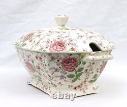 Johnson Bros Rose Chintz Large Covered Soup Tureen 15.5 Excellent Condiiton