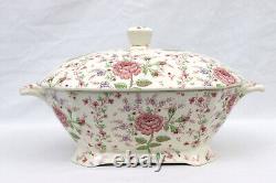 Johnson Bros Rose Chintz Large Covered Soup Tureen 15.5 Excellent Condiiton