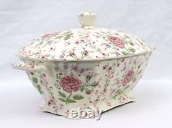 Johnson Bros Rose Chintz Large Covered Soup Tureen 15.5 Excellent Condiiton