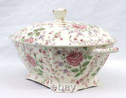 Johnson Bros Rose Chintz Large Covered Soup Tureen 15.5 Excellent Condiiton