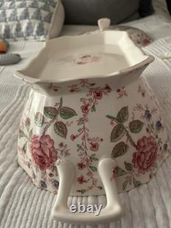 Johnson Bros Rose Chintz Large Covered Soup Tureen 15.5 Excellent Condiiton