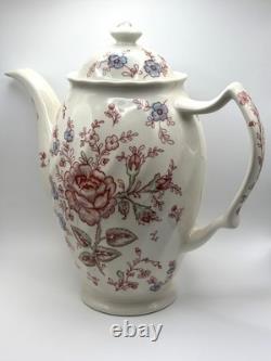 Johnson Bros Rose Chintz Pink Teapot / Coffee Pot & Lid England 1883 Stamp