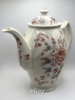 Johnson Bros Rose Chintz Pink Teapot / Coffee Pot & Lid England 1883 Stamp