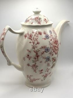 Johnson Bros Rose Chintz Pink Teapot / Coffee Pot & Lid England 1883 Stamp