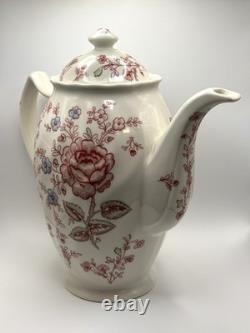Johnson Bros Rose Chintz Pink Teapot / Coffee Pot & Lid England 1883 Stamp